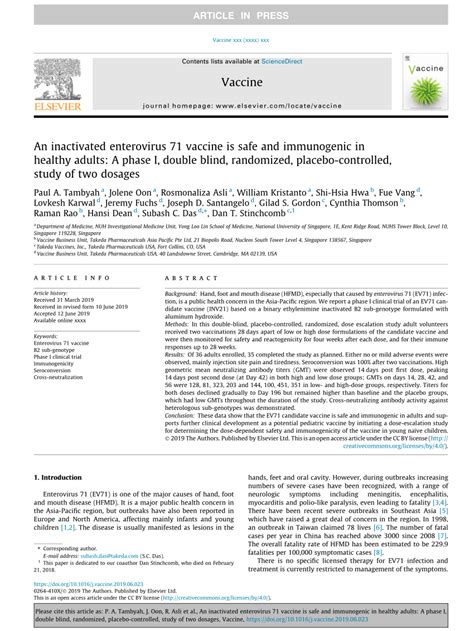 (PDF) An inactivated enterovirus 71 vaccine is safe and immunogenic in ...