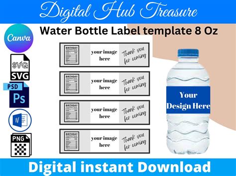 Water Bottle Label Template Sheet SVG, PNG, PSD And Docx, 56% OFF