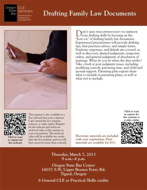 Drafting Family Law Documents - Oregon State Bar CLE Seminars