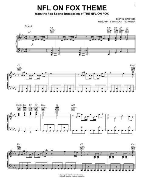 NFL On Fox Theme sheet music by Phil Garrod (Piano – 51968)