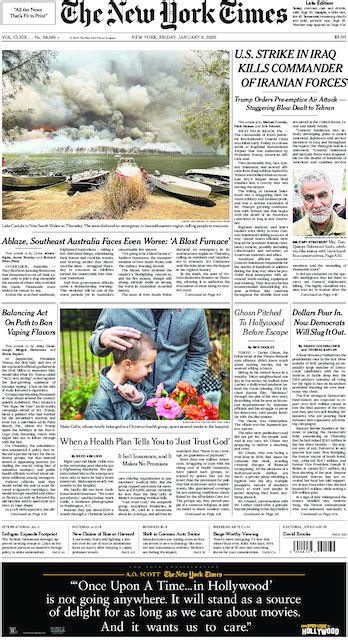 The New York Times International Edition in Print for Saturday, Jan. 4, 2020 - The New York Times