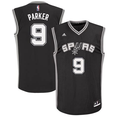 Men's San Antonio Spurs Tony Parker adidas Black Road Replica Jersey ...