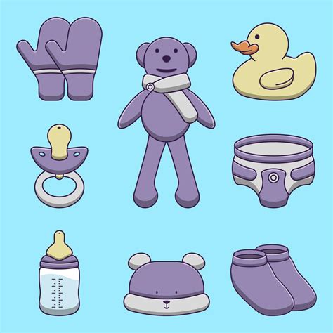 Set of cute cartoon baby items 1427311 Vector Art at Vecteezy