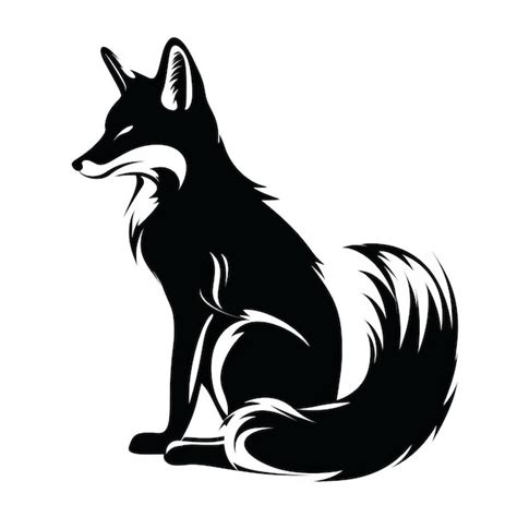 Premium AI Image | A silhouette black and white fox sitting on the ground