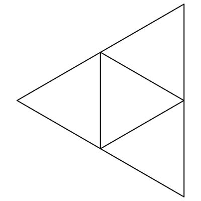 the shape of a triangle is shown in black and white, with no lines on it