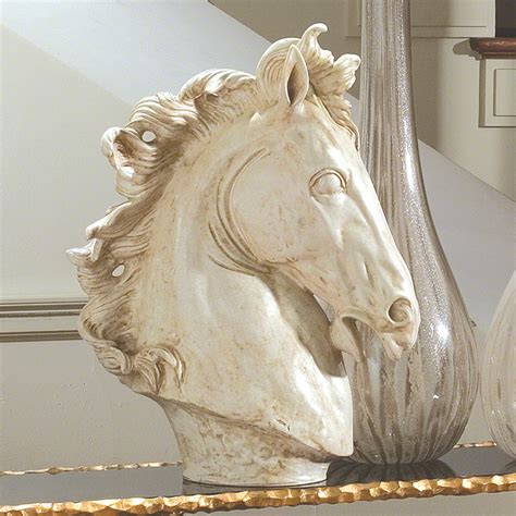 Global Views Large Horse Head Sculpture Marble Finish