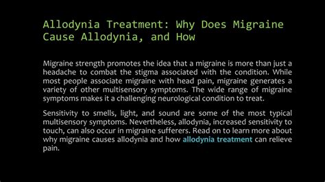 PPT - Allodynia Treatment Why Does Migraine Cause Allodynia, and How PowerPoint Presentation ...