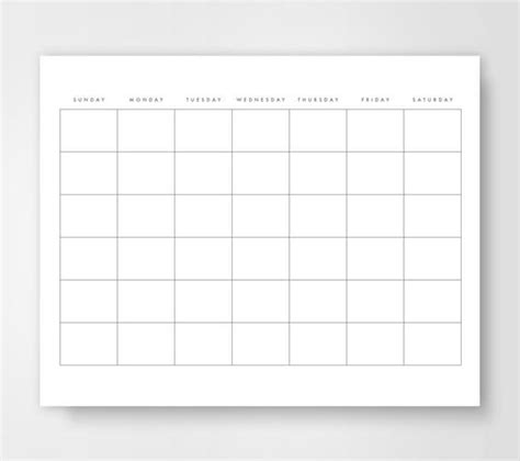 Elegant, Minimalist Blank Calendar Perfect for organizing your month with dates, plans, notes ...