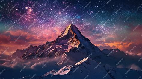 Premium AI Image | A starry night sky with a mountain in the background