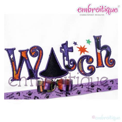 Home :: Words & Phrases :: Halloween Witch Word Art Fill Stitch, Outline and Applique Set ...