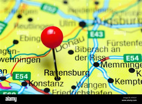 Ravensburg pinned on a map of Germany Stock Photo - Alamy