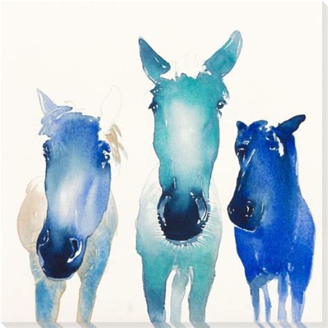 Three Horses Wrapped Canvas Giclee Print Wall Art - Wall Decor - Artwork