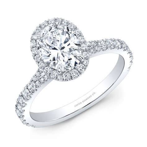 Oval Diamond Halo Engagement Ring in Platinum - Bridal