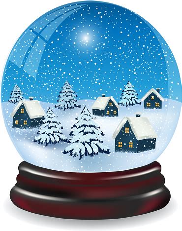 Snow Globe With A Snowy Christmas Village Stock Illustration - Download ...