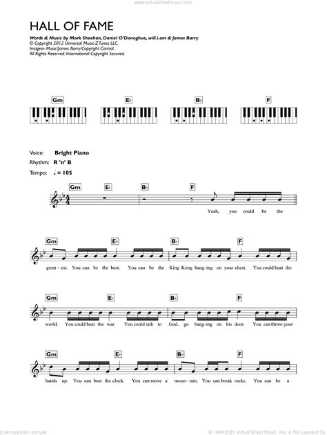 Script - Hall Of Fame (featuring will.i.am) sheet music for piano solo (chords, lyrics, melody)