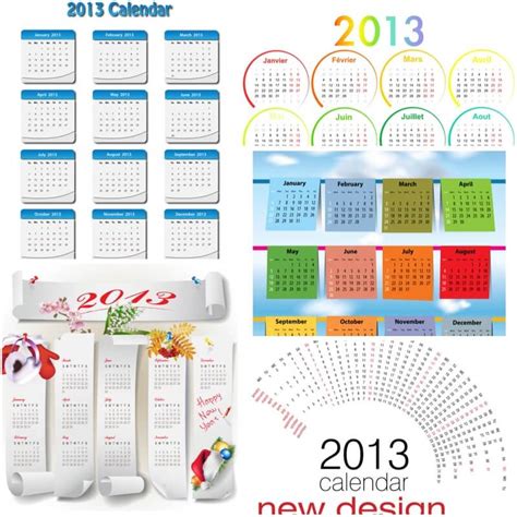 Simple monthly calendars templates for 2013 vector – Free Download | VectorPicFree