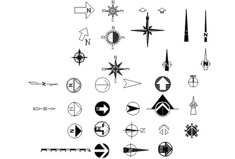 Common multiple north side showing arrow symbol cad drawing details dwg file - Cadbull