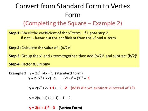 How To Change Standard Form To Vertex Form