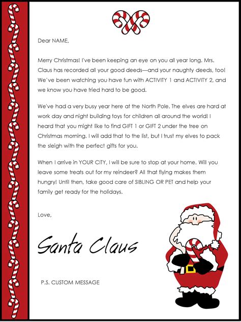 Free Printable Santa Reply Letter Template - Printable Templates