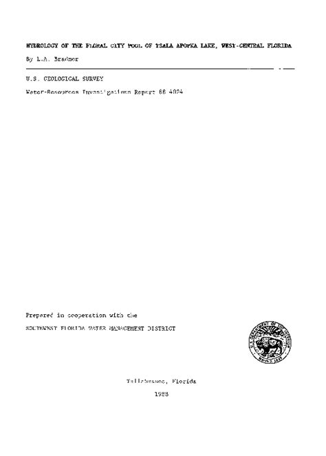 (PDF) Hydrology of the Floral City Pool of Tsala Apopka Lake, west-central Florida | pau palacio ...