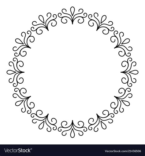 Outline decorative circle frame design monochrome Vector Image