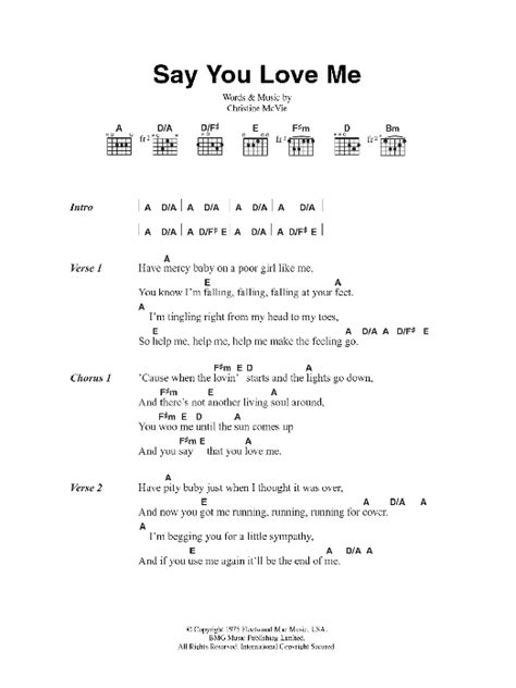 Say You Love Me by Fleetwood Mac - Guitar Chords/Lyrics - Guitar Instructor