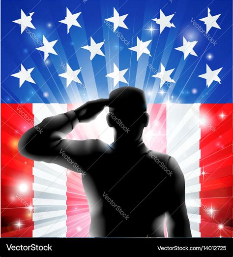 Soldier Silhouette Saluting American Flag