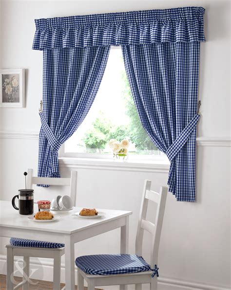 Gingham Check Kitchen Curtains Ready Made Pencil Pleat Net Curtain Set | eBay