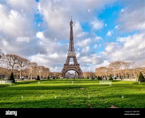 Eiffel Tower photographed by the Champ de Mars, Paris, France Stock Photo - Alamy