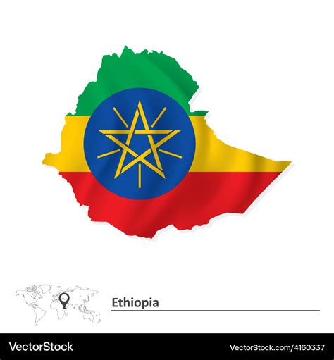 Map of ethiopia with flag Royalty Free Vector Image