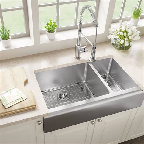 Stainless Farmhouse Sink Kitchen - VIGO All-in-One Farmhouse Apron Front Stainless Steel 30 in ...