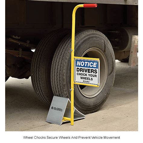 Global Industrial™ Aluminum Wheel Chock with Safety Sign & Handle | 988990 - GLOBALindustrial.com