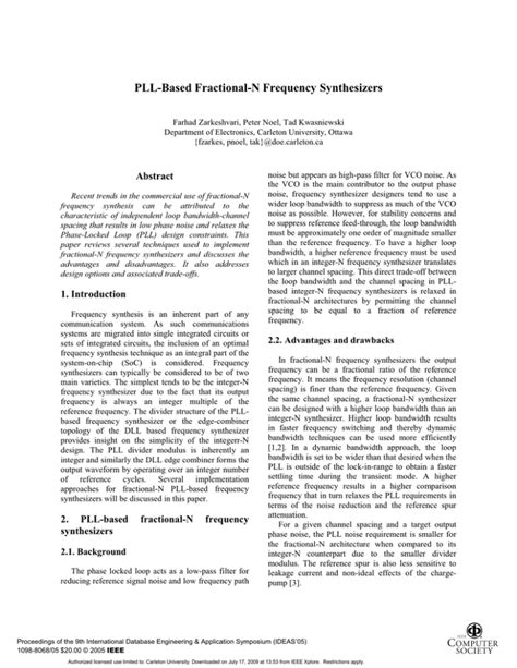 PLL-Based Fractional-N Frequency Synthesizers