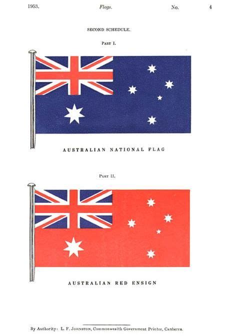 The Flags Act 1953 specified the Blue Ensign as the Australian National Flag and the Red Ensign ...