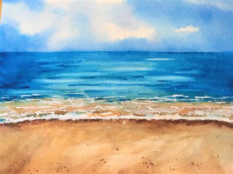 Ocean Watercolor Painting Summer Beach Painting | Etsy