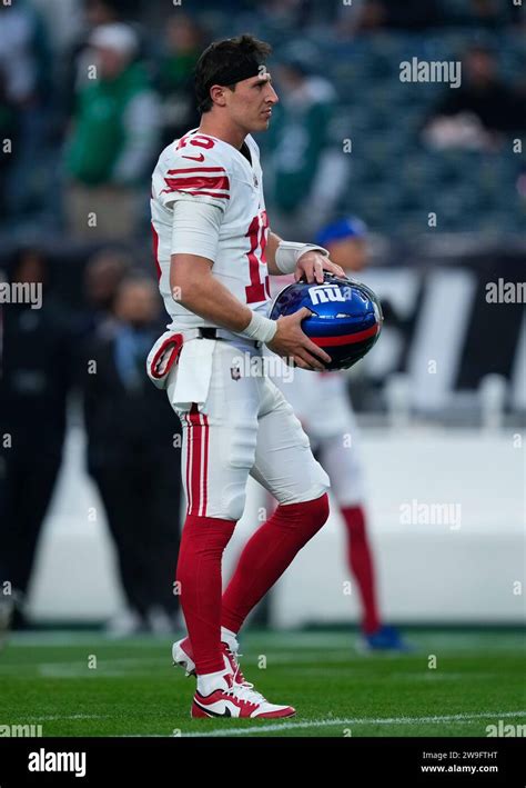 New York Giants quarterback Tommy DeVito in action before an NFL ...