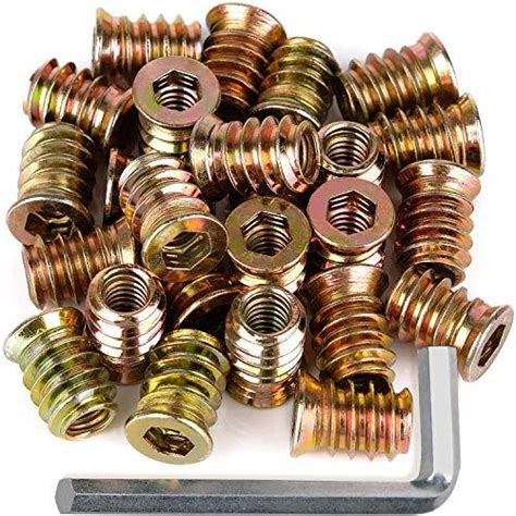 40Pcs Anwenk 1/4"-20 x 15mm Furniture Screw in Nut Threaded Wood Inserts Bolt 691202757207 | eBay