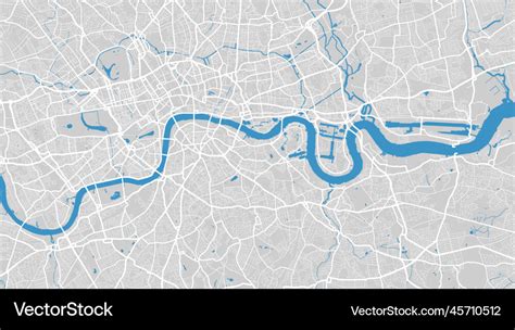 Thames river map london city england watercourse Vector Image