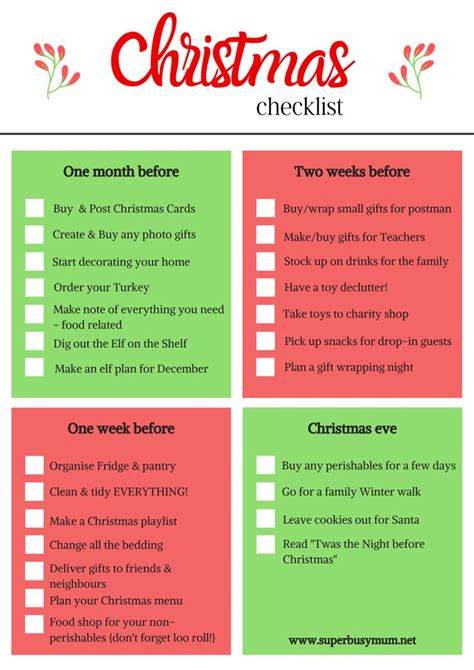 My things-to-do-before Christmas Checklist {free printable} - Super Busy Mum - Northern Irish ...