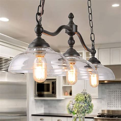 Log Barn Dining Room Light Fixture Hanging, Farmhouse Chandelier in Rustic Black Metal with ...