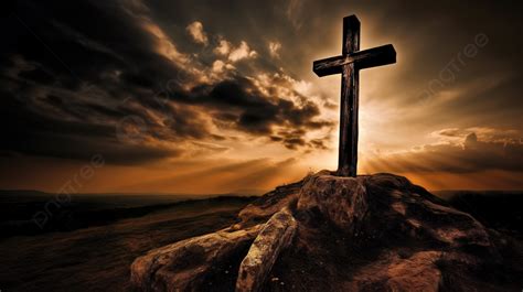 Cross On Top Of A Hill With Dark Clouds Behind It Background, Beautiful Cross Pictures, Cross ...