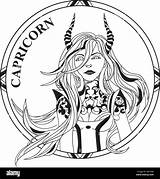 Capricorn Zodiac Drawing Sketch Coloring Page sketch template