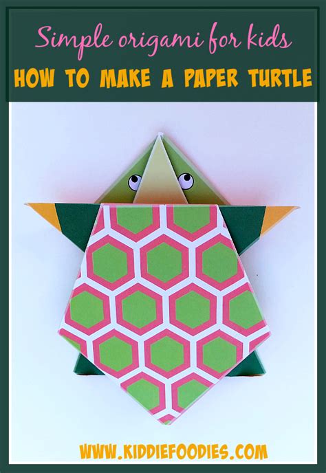 Simple origami for kids - how to make a paper turtle - Kiddie Foodies