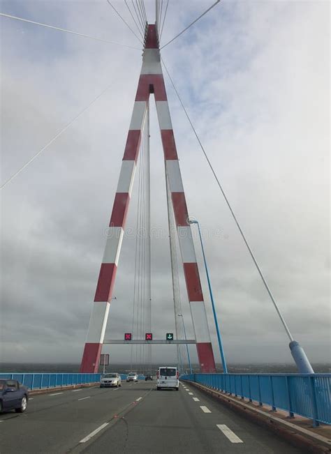 The Famous Saint Nazaire Bridge. Pillar of the Bridge Editorial Photography - Image of cable ...