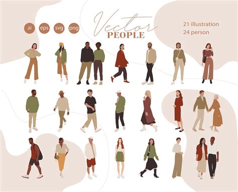 Flat Vector People Illustration People Clipart 21 Illustration 24 Person Cutout - Etsy