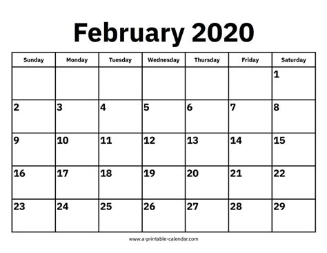 February 2020 Calendars – Printable Calendar 2020