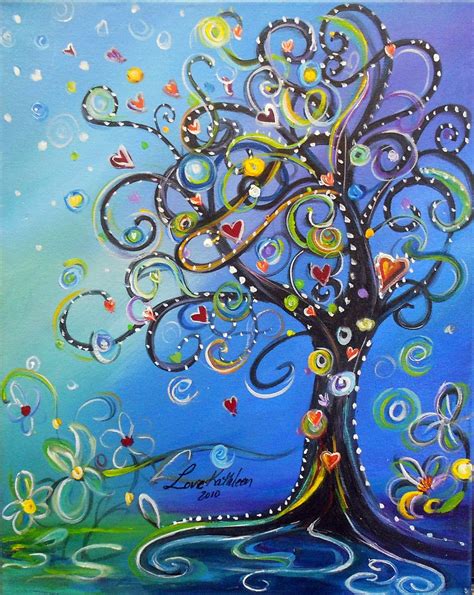 Original Modern Swirly Whimsical Tree by GalleryOffBroadway | Tree art ...