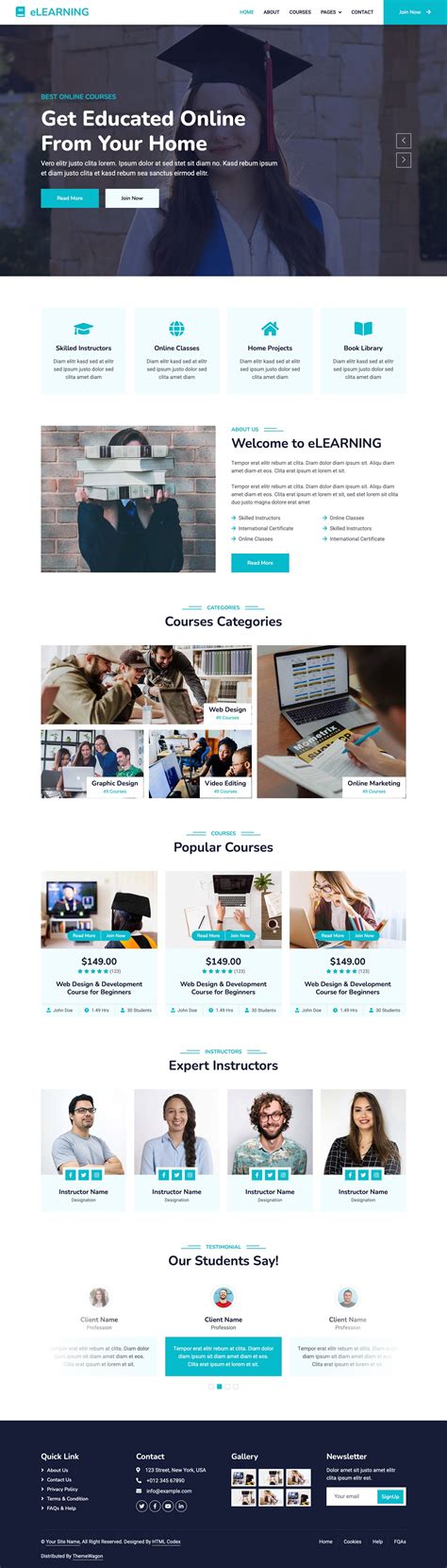 eLEARNING - Free Bootstrap Education Template