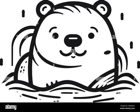 Cute cartoon beaver swimming in the sea. Vector illustration Stock Vector Image & Art - Alamy