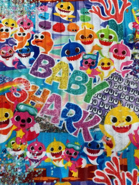 Baby Shark Fabric by the Yard Kids Show Fabric Colorful - Etsy